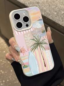 Resort Style 1pc Minimalist Summer Surfboard & Palm Tree Pattern Textured Soft Waterproof Shockproof Anti-Slip High-End Feeling Phone Case, Suitable As Birthday/Holiday Gift For Friends, Family, Couples, Compatible With Apple/ Phones 17/17PRO/17PROMAX/17Air,International Version, Not The Domestic Version - Multicolor - View 5