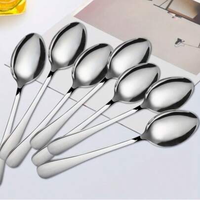 1/2pcs Stainless Steel Dessert Spoon Set, 5.39" Mini Ice Cream Spoon, Coffee Spoon, Elegant Tea Spoon, Stainless Steel Small Spoon, Household Kitchen Restaurant Afternoon Tea Tableware Set