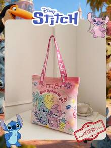 Disney 1 Pc  Officially Licensed Stitch Pattern Canvas Tote Bag, Women's Large-Capacity Shoulder Bag, Lightweight Reusable Shopping Bag – Ideal For Girls, Teens, Cartoon Fans, Perfect For Daily Commutes, Grocery Shopping, School Runs, Beach Trips, Holiday Gatherings,Back To School - Multicolor - View 7