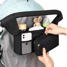 Universal Stroller Organizer With Insulated Cup Holder Detachable Phone Bag & Shoulder Strap, Fits For Stroller Like Umbrella And Pet Stroller - 灰色 - 查看 8