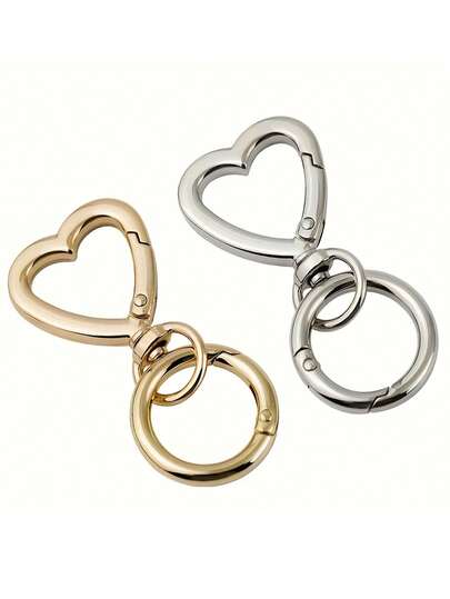 心形金属钥匙扣 - 坚固的开口设计，带旋转环，优雅的金属表面，适合DIY钥匙扣、婚礼回礼、情人节礼物 - 可搭配金属绳/线使用 - 钥匙扣配件、装饰钥匙扣、抛光钥匙扣、时尚爱好者