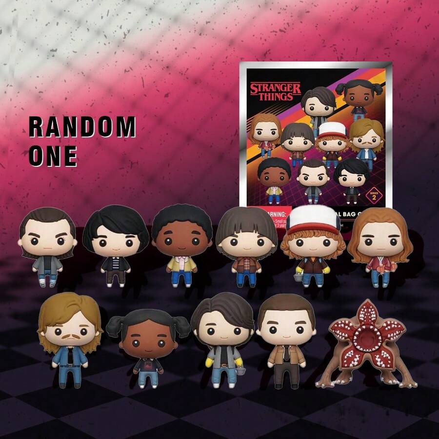 1pc Netflix Stranger Things Officially Licensed Cartoon Mystery Gift Pack Collectible 3D Character Figure Bag Clip Pendant Keychain Backpack Decoration Random Style - Multicolor - View 1