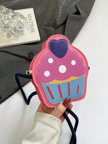 1 Pc Mini Children Personalized Ice Cream Cake Shape Messenger Bag Shoulder Bag Purse Portable Versatile Zip Closure Candy Bag - 8212# - View 5