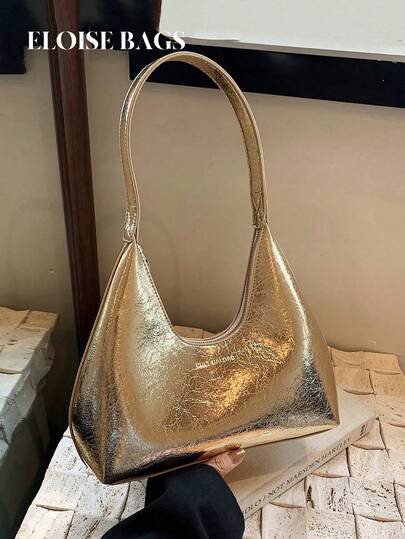 Retro Minimalist French Armpit Crescent Bag, Fashionable Elegant Versatile Shoulder Crossbody Baguette Handbag For Women