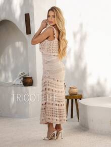 Women's Midi Knit Dress, Crochet Style,  Style, Lined, Elegant, Party, New Year's Eve, Casual, Evening, Wedding, Gender Reveal. - 沙 - 查看 5