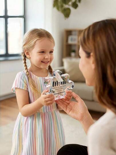 Acrylic Carved Building Block Puzzle, Cute Gift For Mom From Son/Daughter, Creative Christmas, Mother's Day, Birthday Present, Nursery Decor