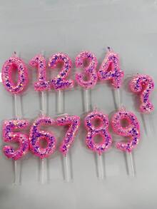 Nến trang trí bánh sinh nhật/kỷ niệm số 0-9 lấp lánh màu hồng, dùng trang trí tiệc. - Xem 3