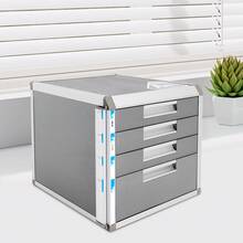 Schubladenorganizer, 4-stufiger Schreibtisch-Schubladenorganizer mit Schloss, Aluminiumlegierung und MDF-Ablagebox - A - Übersicht 5