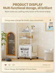 1件装多层浴室收纳架，带旋转轮，可作洗衣篮、内衣裤收纳架 - 彩色 - 查看 11