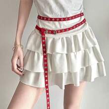 1条加长街头朋克风女士Y2K腰带，全孔金属孔眼PU皮革腰带，适合休闲、周末郊游、派对、音乐节、情人节、校园等场合。 - A - 查看 9