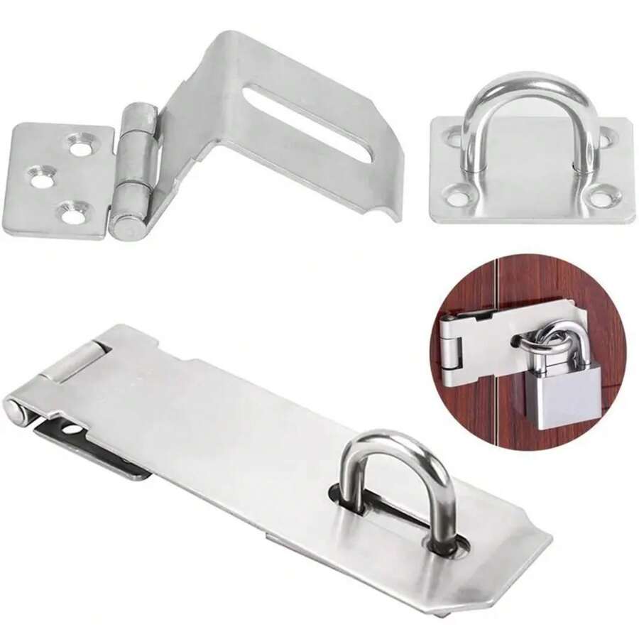 Cerrojo de candado de acero inoxidable duradero, cerradura de cierre de puerta de ángulo recto para el hogar, Perno de puerta a prueba de ladrones de 90 grados Z5TW - Ángulo medio-recto - Ver 1
