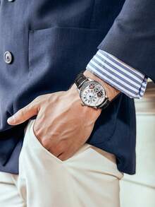 1枚男士商务自动机械表，复古罗马数字表盘，金属表壳，奢华休闲街头风情侣表，高端腕表礼品 FW-6031 - 均碼 - 查看 6