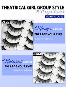 GROINNEYA 8 Pairs Wet Look Eyelashes Manga Faux Mink Lashes Natural & Lengthening Eyelashes Y2K Style Cartoon Style Moisturizing False Eyelashes Cute Girl Style Pointed False Eyelashes Anime Cosplay Perfect For Daily Wear & Themed Parties Strip Lashes - View 4