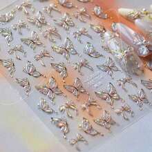 1pc Sparkling Butterfly Nail Art Stickers Exquisite Butterfly Nail Self Adhesive Paper DIY Thin And Hard Nail Decoration Stickers Stickers DIY - A - 查看 3