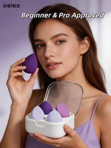 OEIEZ 化妆海绵套装，不含乳胶，高清4件套，适用于粉状、膏状和液状化妆品，超级柔软，美妆必备。 - 紫色 - 查看 9