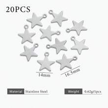 20pcs 304 Stainless Steel 18K Gold-Plated Moon And Star Pendant DIY Charm Jewellery Necklace Making Accessories Women's Stainless Steel Jewellery Handmade Components - Pendant - View 9