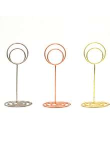 2pcs Peacock Pattern Electroplated Business Card Holder, Office Desk Note Clip, Wedding Table Card Clip, Party Table Name Card Holder - View 3