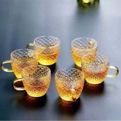 12pcs/6pcs/4pcs/2pcs Set Dragon Scale Patterned Glass Cup, 120ML Small Tea Cup, Luxury Cup, Whiskey Glass, Suitable For Tea, Coffee, Home, Office, Cafe