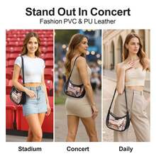 Clear Shoulder Bag 9x6x3 - Clear Bag For Stadium Events For Women Short Strap, Perfect For Sport Event Concert Daily - 黑色007AAA - 查看 6