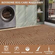 1Pcs Room Decor Modern Rainbow Stripe Geometric Rug For Living Room Bedroom Runner For Hallway Non-Slip Machine-Washable Floor Mat Foldable & Durable Home Decor Abstract Area Rug For Dining Room Dorm - Camel - View 5