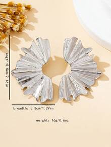 1对女士时尚耳环，优雅铅笔屑造型耳环，适合日常和上学佩戴 - 銀色 - 查看 8