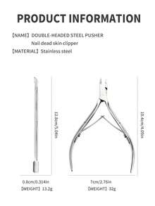 8pcs/6pcs/2pcs Professional Silver Dual-Head Cuticle Pusher And Cutter Remover, Salon Quality Stainless Steel Gel Nail Polish Scraper, Durable Professional Manicure Pedicure Cleaning Tools, Stainless Steel Silver Nail & Toe Cuticle Trimmer - Silver - View 6