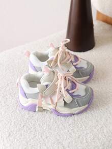 1 Pair New Mesh Breathable Children Casual Chunky Sneakers, Soft Sole Running Shoes For Boys - Pink - View 6