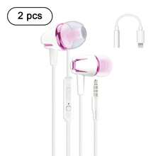 有线耳机，3.5mm接口，入耳式低音立体声耳机，带麦克风和音量控制，适合游戏 - 查看 16