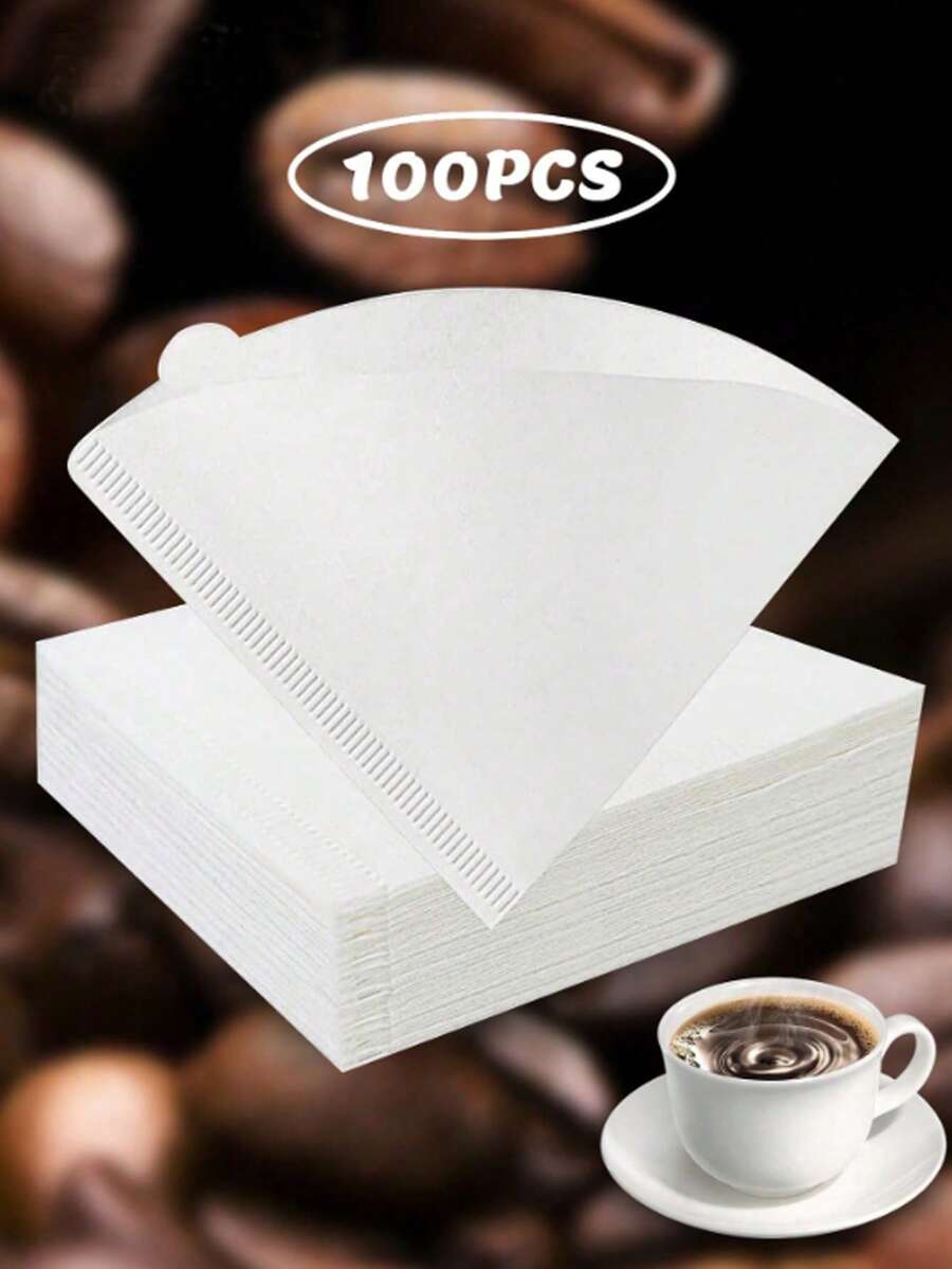 50/100pcs Cone-Shaped Coffee Filter Paper, Made Of High-Quality Material, Fine Filtration And Odorless. Essential For Pour-Over Coffee, Suitable For Drip Coffee Maker And Pour-Over Cup, Ensures Pure Extraction. A Must-Have For Coffee Lovers. - Multicolor - View 1