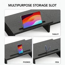 PERLECARE Dual Monitor Stand For 2 Monitors, Monitor Stand For Desk, Adjustable Computer Monitor Stand With 2 Slot, Multifunctional Desktop Organizer Stand For Laptop, PC, Computer, Printer - 查看 5