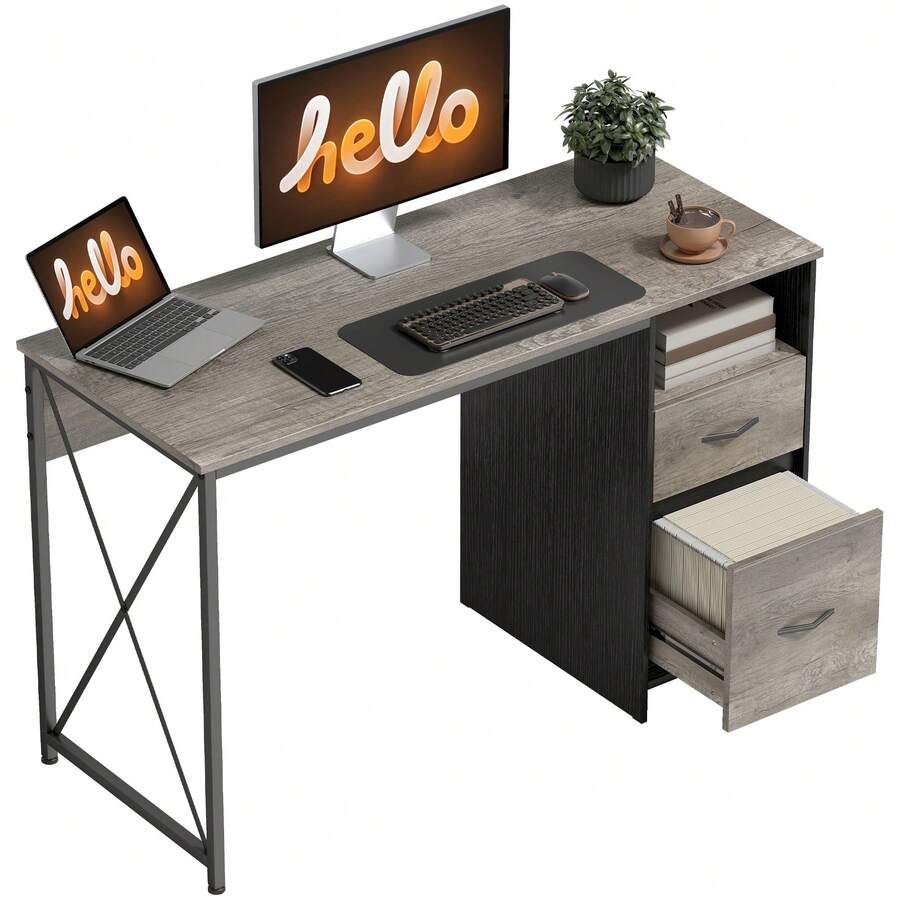 HOMCOM Armazenamento para mesa e gavetas - Gris Claro - Ver 1