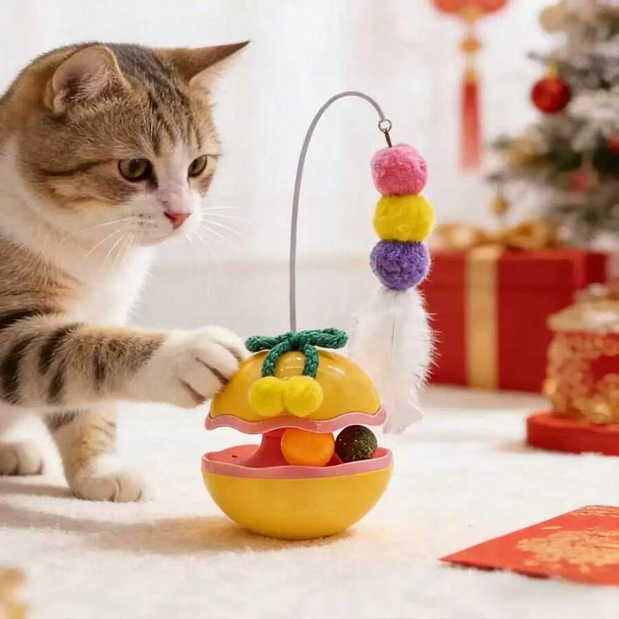 1 món đồ chơi tự cân bằng cho mèo, bóng tự giải trí cho mèo giúp giảm buồn chán, cần câu lông vũ, đồ dùng cho mèo, đồ chơi tự cân bằng vui nhộn cho mèo, đồ chơi thú cưng đa năng - Xem 1