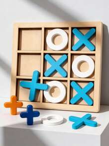 1pc High Quality Wooden 9-Grid XO Tic Tac Toe Board Game, Trains Logic Thinking, Birthday/Christmas/Halloween Gift, Perfect Present - Multicolor - View 4