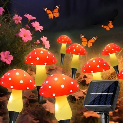 8/12/20 LED Luces solares en forma de seta con 8 modos de iluminación para decoración de jardín, camino y césped para ambientación de fiestas de Pascua