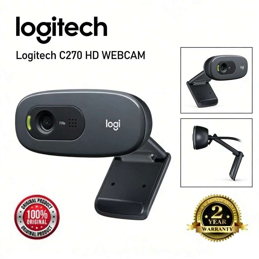 Logitech C270 HD Webcam With Microphone, 720p Autofocus USB Plug And Play External Computer Webcam For PCs, Laptops, And Desktops - View 1