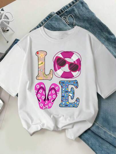 Plus Size Women's Fashion T-Shirt, Soft & Breathable, Suitable For Summer & Spring, Casual, Vacation, Daily Wear - Plus Size Women's Regular Printed T-Shirt