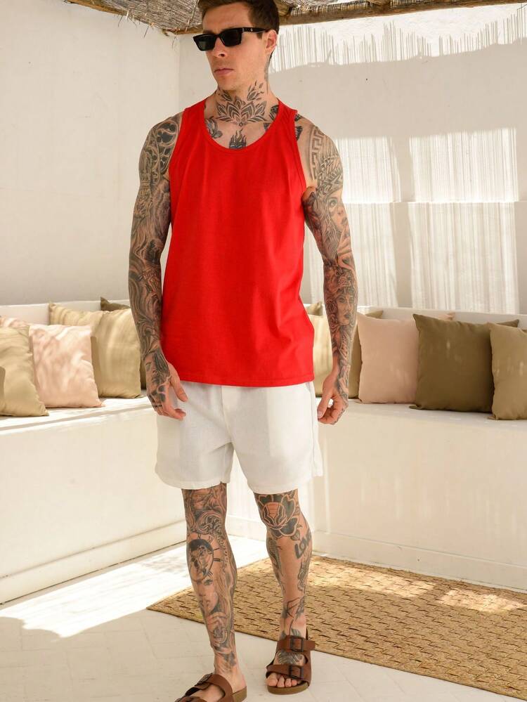 Combed Cotton Tank Top Summer 2025 - Red - View 3