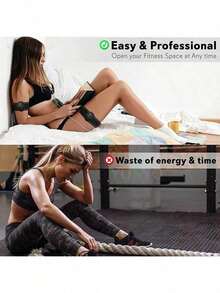 AXH. EMS Wireless Muscle Stimulation Training Device, Smart Fitness Abdominal Trainer, Electric Massage - Black - View 5