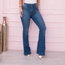 Sawary Women's High-Waisted Flare Bell-Bottom Jeans In Lycra And Elastane - Comfortable And Stylish - 藍色 - 查看 8