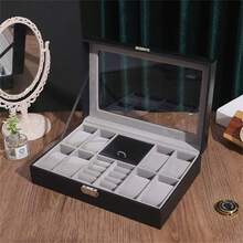 Mens Jewellery Box Leather 8 Grid Slots With Watches Storage Box Ring Stud Bracelet Necklace Big Space Jewelry Organizer Display Case (Color : E) Watch Gift Box - E - 查看 7