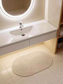 1 件椭圆形亚麻硅藻土浴室地垫，简约亚麻硅藻土浴室地毯 - 春夏通用，防水，可水洗，长条形，适用于玄关、走廊、洗衣房、客厅 - 彩色 - 查看 2