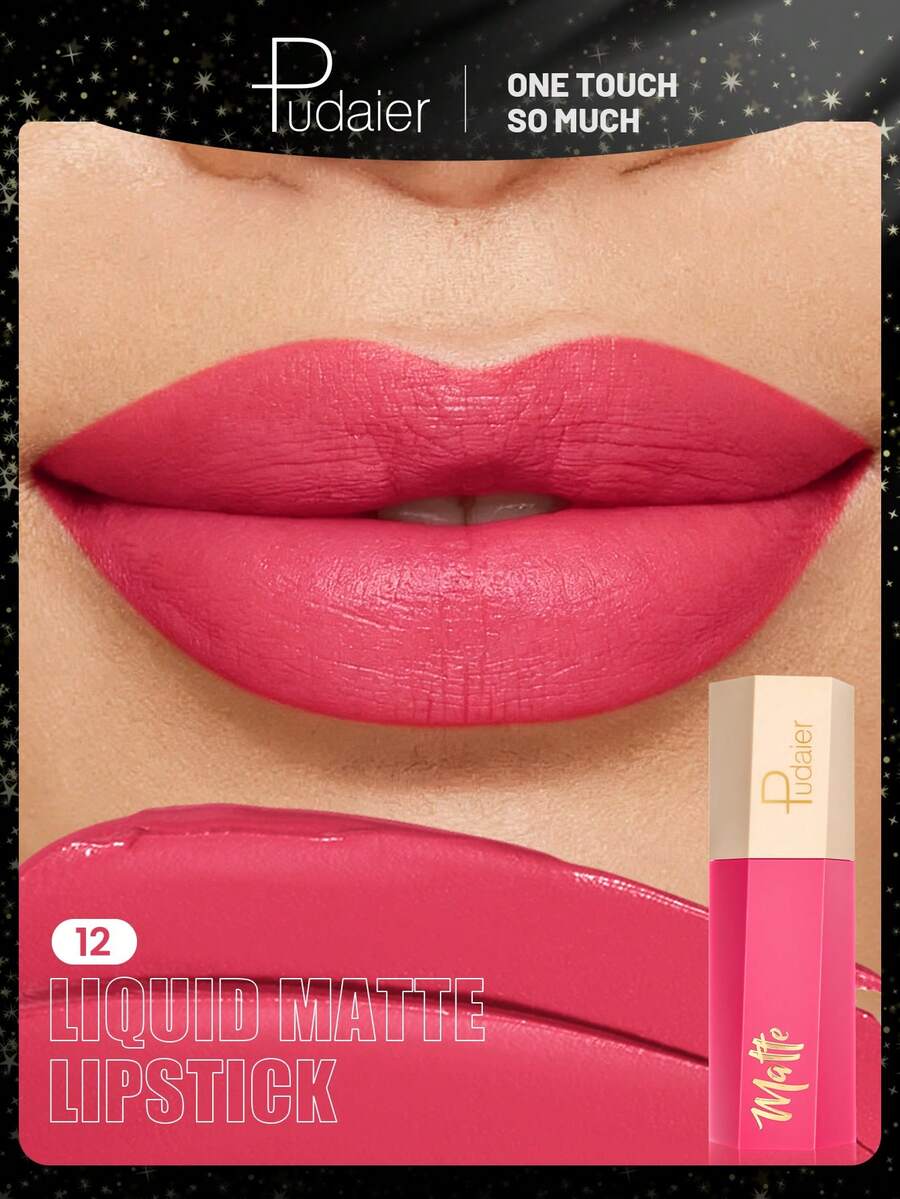 Pudaier 1pc Soft Velvet Matte Lipstick, Waterproof Long-Lasting, Suitable For All Skin Types - 12 - View 1