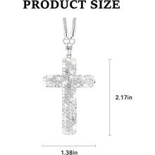 Bling Car Hanging Ornament, Cross Crystal Rhinestone Vehicle Rear View Mirror Pendant, Diamond Religious Rearview Mirror Decoration Charm, Universal Automotive Interior Accessories (Silver) - Silver - View 2