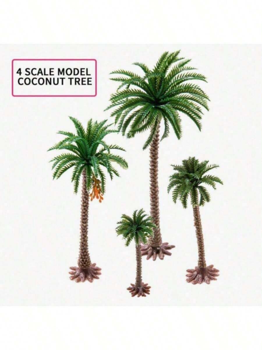 4株6/9/12/15厘米人造绿色灌木，微型景观植物，典型沙盘背景植物，6英尺高的非洲旭日树，适用于卡塔尔和阿联酋，玩具，微型树