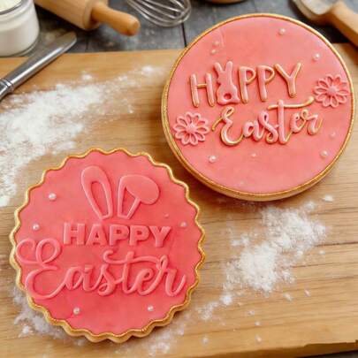 cherit Baking Oster-Keksstempel, Hasenohren Acryl-Kekspräger, Ostergeschenk, Hase Blumen Fondant-Kuchen Dekorations-Form, Backwerkzeug.