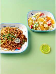 1pc Disney Cartoon Square Plate, Melamine Material Suitable For Hot & Cold Food, Heat Resistant Dinnerware, Cute Creative Daisy & Donald Duck Design Plate, 750ml - Multicolor - View 3