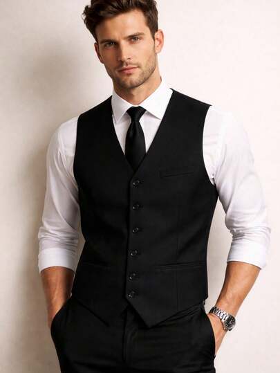 Fressato Colete Masculino Social Preto - Com Regulagem nas Costas