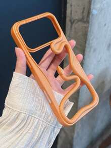 New Creative Hollow Spray-Painted Orange Snake Phone Case, Fashionable & Personalized, Compatible With IPhone 11/12/13/14/15/16/17 Pro/17 Pro Max, Galaxy S22/23/24/25 Ultra, Shockproof Full Coverage - Orange - View 3