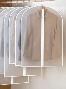 5件套透明衣物防尘罩，防尘袋，衣柜收纳袋 - 西装罩，衣物收纳袋，便携式旅行家用衣物袋，可水洗，适用于衣柜收纳，父亲节礼物，适用于衬衫、西装、连衣裙，优质服装防尘罩，透明拉链衣物罩，收纳整理器，旅行必备 - 白色 - 查看 3