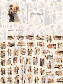 50pcs Couple's Graffiti Creative DIY Phone Case Travel Luggage Water Bottle Fridge Magnet Laptop Decor Personalized Stickers - Multicolor - View 2